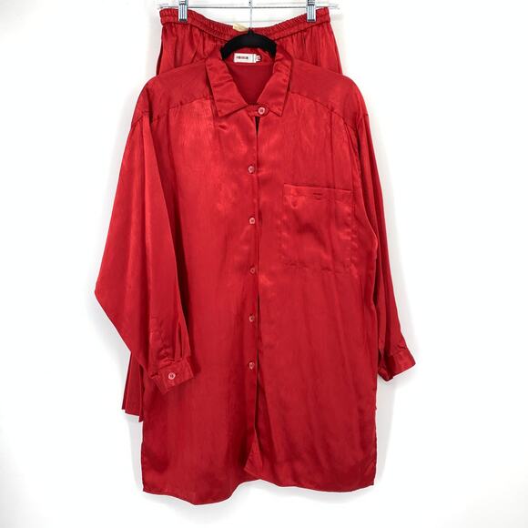 RODIER Other - VTG Rodier 2 Piece Long Sleeve Top + Pleated Skirt Set Womens Size 42 US 10 Red